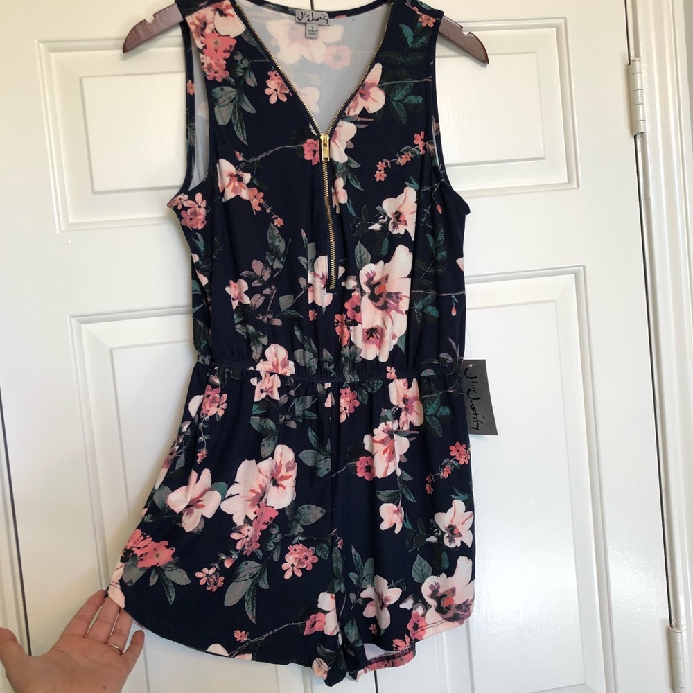 Navy floral romper